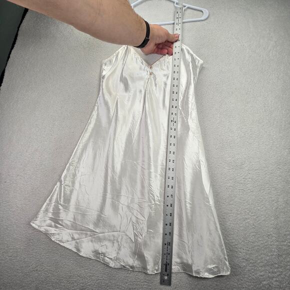 BHS Satin Nightgown Lingerie Chemise S Slip Sheer 80s 90s Vtg Nightie White - Picture 9 of 9